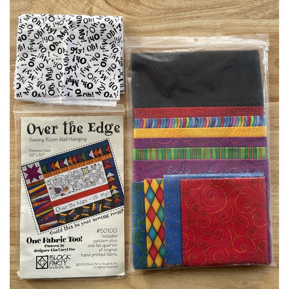 "OVER THE EDGE" ~ Fun Sewing‎ Room Wall Hanging ~ 22 x 30" ~ Block Party Studios